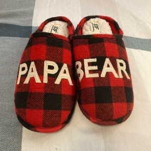 DF By Dearfoams Mens Papa Bear Plaid Slippers Size 9-10
